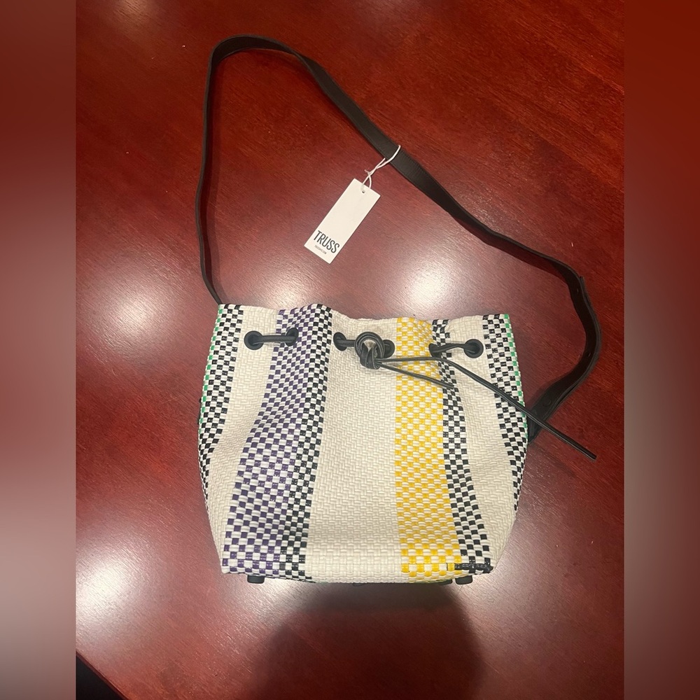Truss Striped Woven Bucket Bag